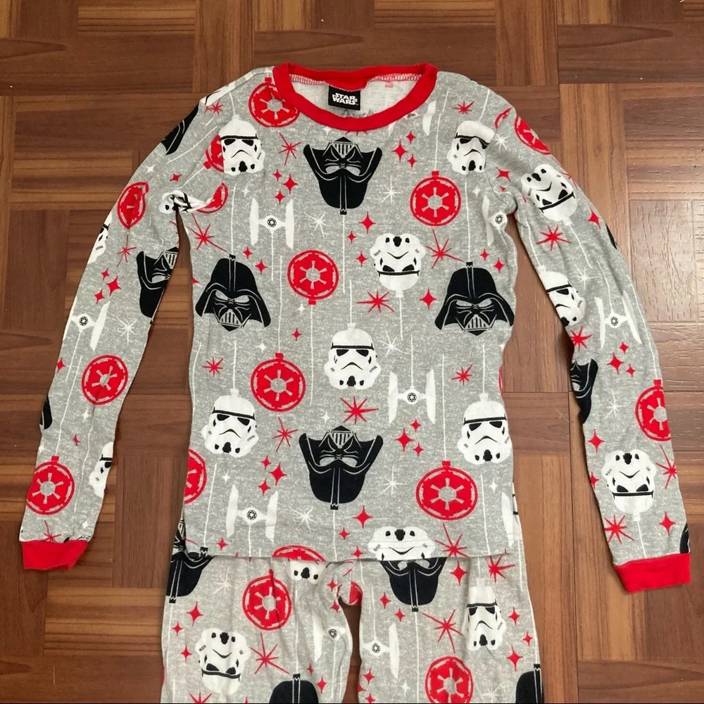 Star Wars Holiday Pajama Set Youth Size 12 Darth Vader Storm Trooper Red Black